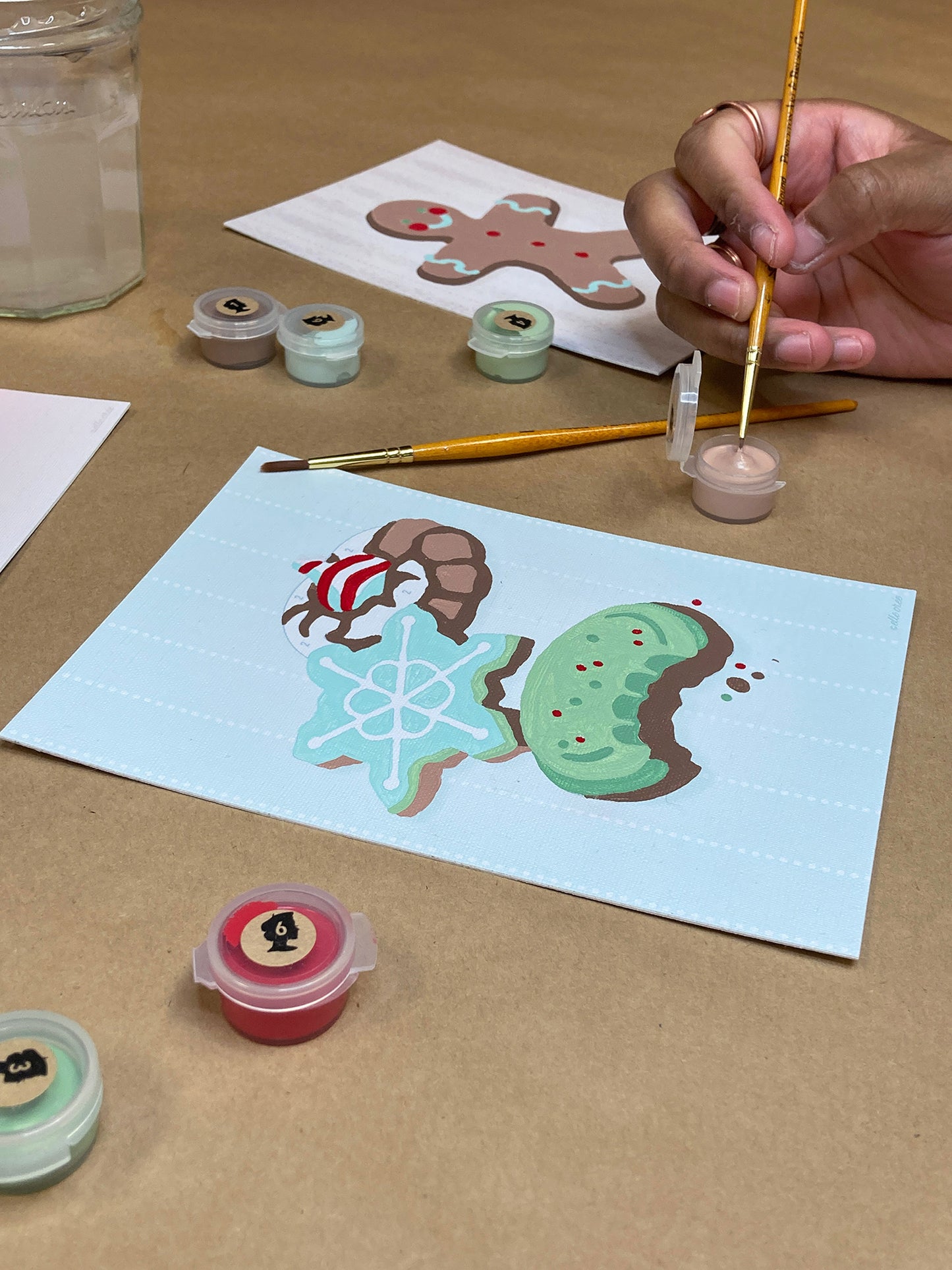 Holiday Sweets | 5x7 card set paint-by-number kit being painted