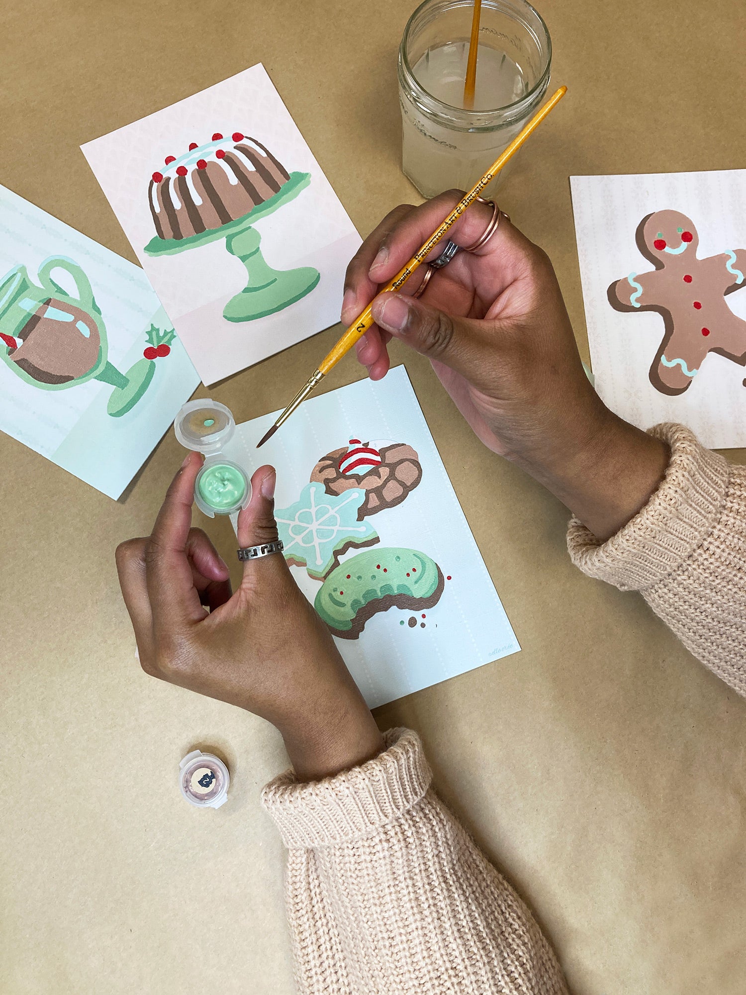 Holiday Sweets | 5x7 card set paint-by-number kit - Elle Crée