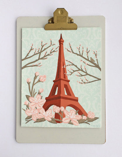 Eiffel Tower with Cherry Blossoms | 8x10 paint-by-number kit - Elle Crée