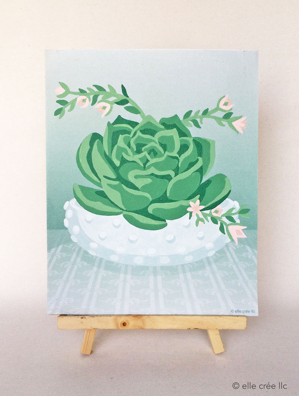 Blooming Succulent in Hobnail Bowl | 8x10 paint-by-number kit - Elle Crée