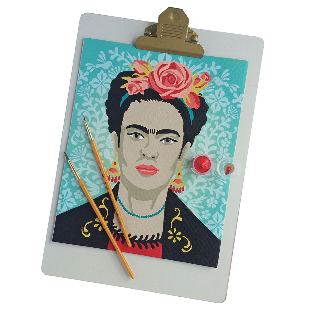 Frida with Flowers (turquoise) | 8x10 paint-by-number kit - Elle Crée