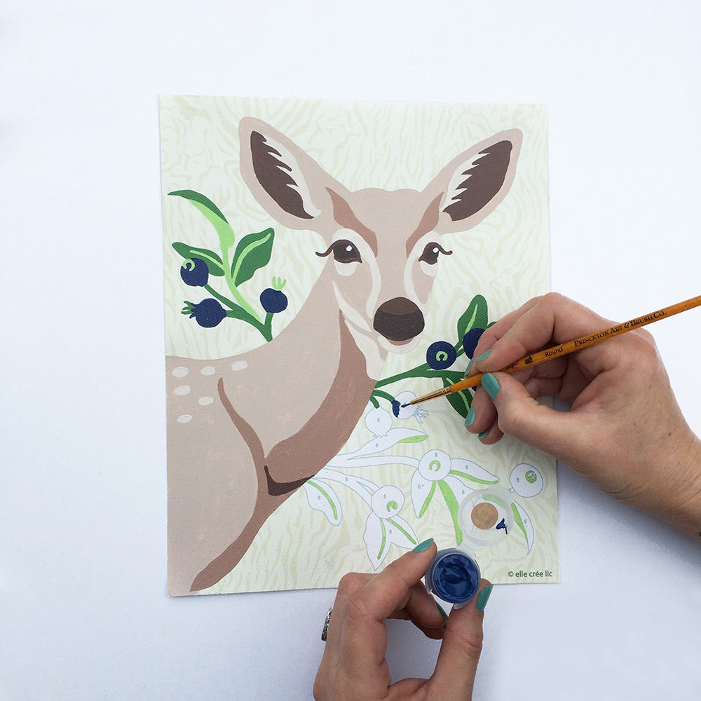 Deer with Huckleberries | 8x10 paint-by-number kit - Elle Crée