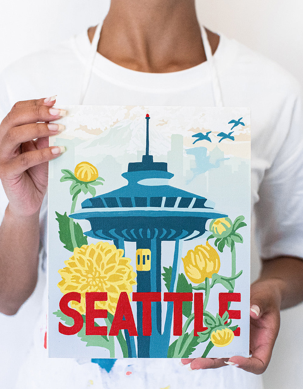 Seattle Space Needle | 8x10 paint-by-number kit - Elle Crée