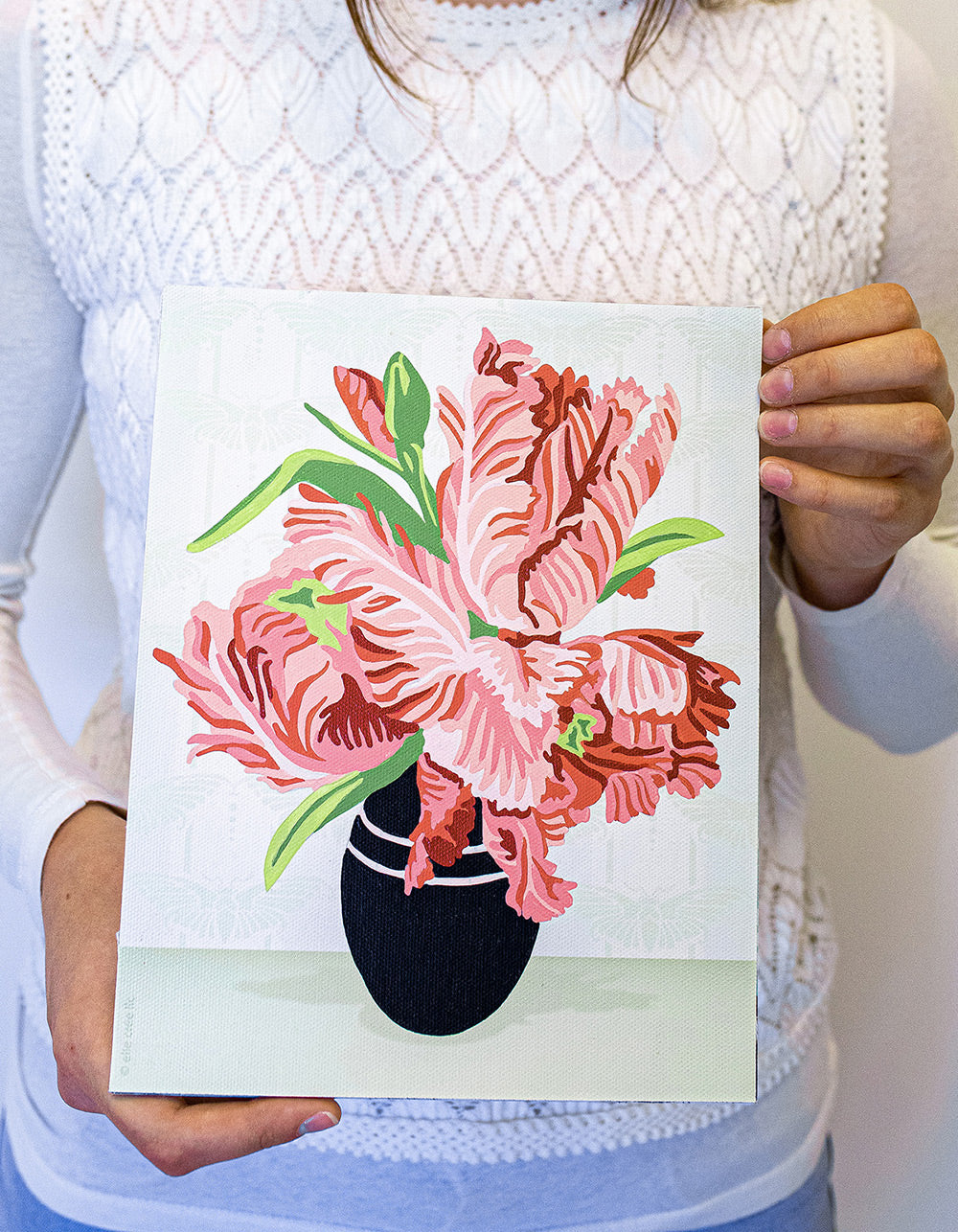 Parrot Tulips in a Vase | 8x10 paint-by-number kit - Elle Crée