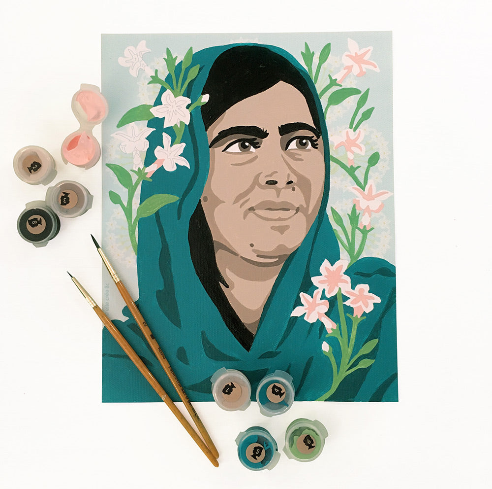 Malala with Jasmine | 8x10 paint-by-number kit - Elle Crée