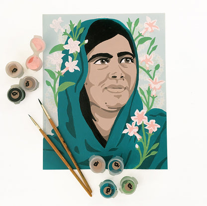 Malala with Jasmine | 8x10 paint-by-number kit - Elle Crée