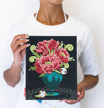 Peonies in Vase | 8x10 paint-by-number kit - Elle Crée