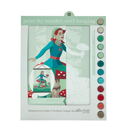 Woodland Elf with Mushrooms | 11x14 wall hanging paint-by-number kit - Elle Crée